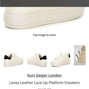 Kurt Geiger Cream Leather Platform Sneakers with Black Heel Tab